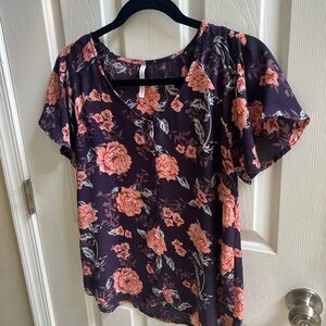 Grayson Threads Floral Blouse - Purple and Pink
